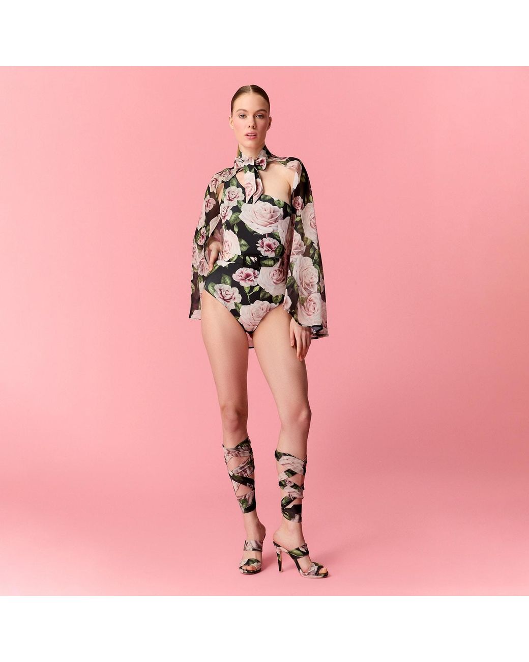 Nur Karaata Pink Capri Bloom Cape