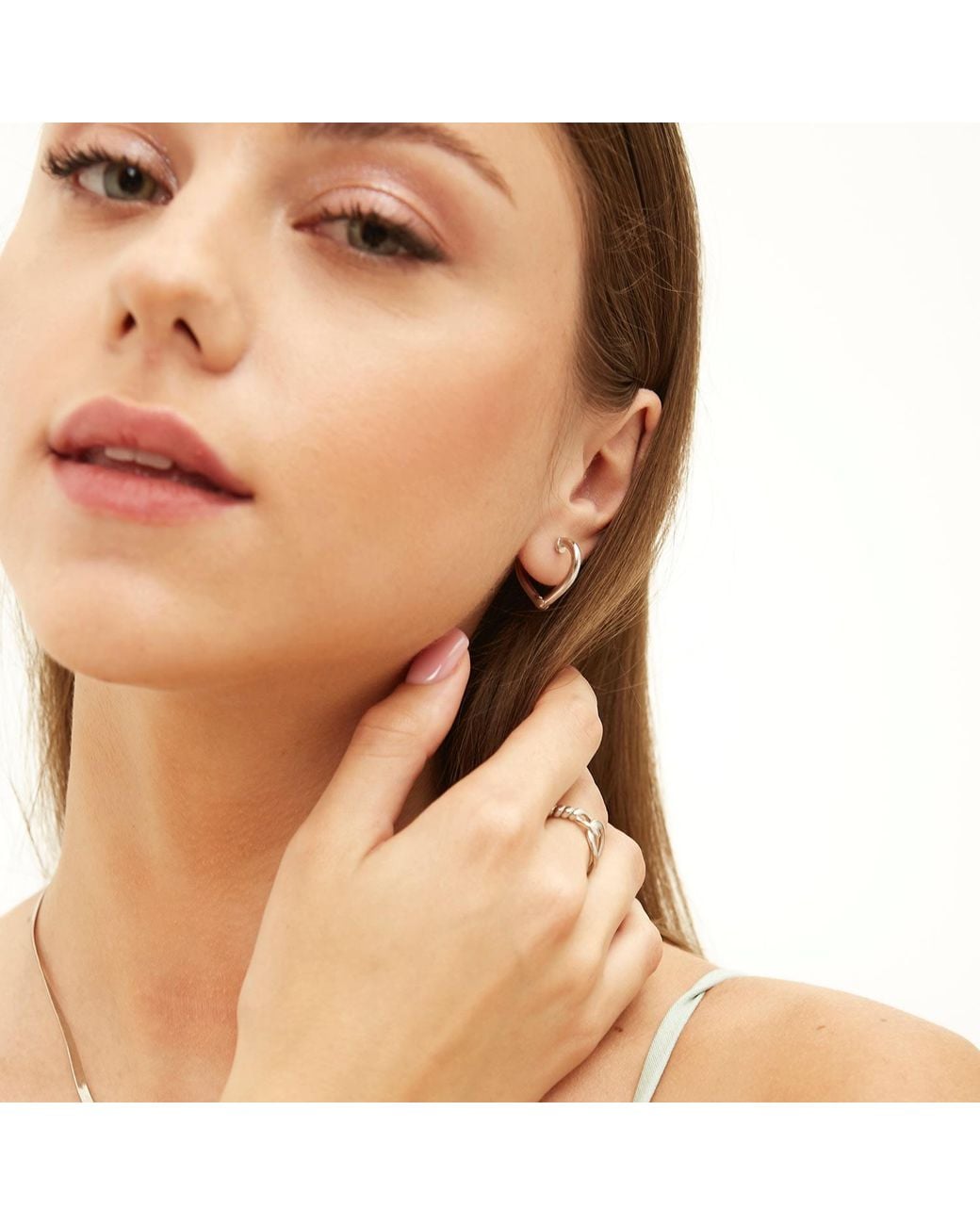 Spero London Metallic Sterling Heart Hoop Earring