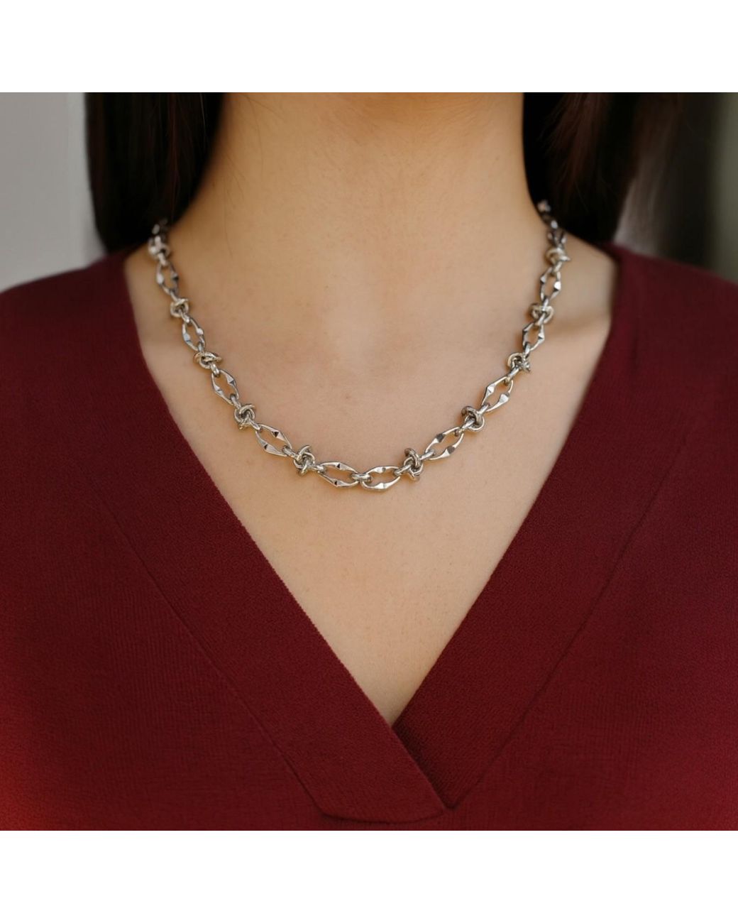Jagged Halo Jewelry Metallic Barbed Love Knot Necklace