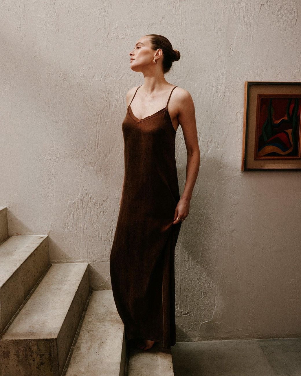 Nudea Brown Eco-Luxe Maxi Slip Dress