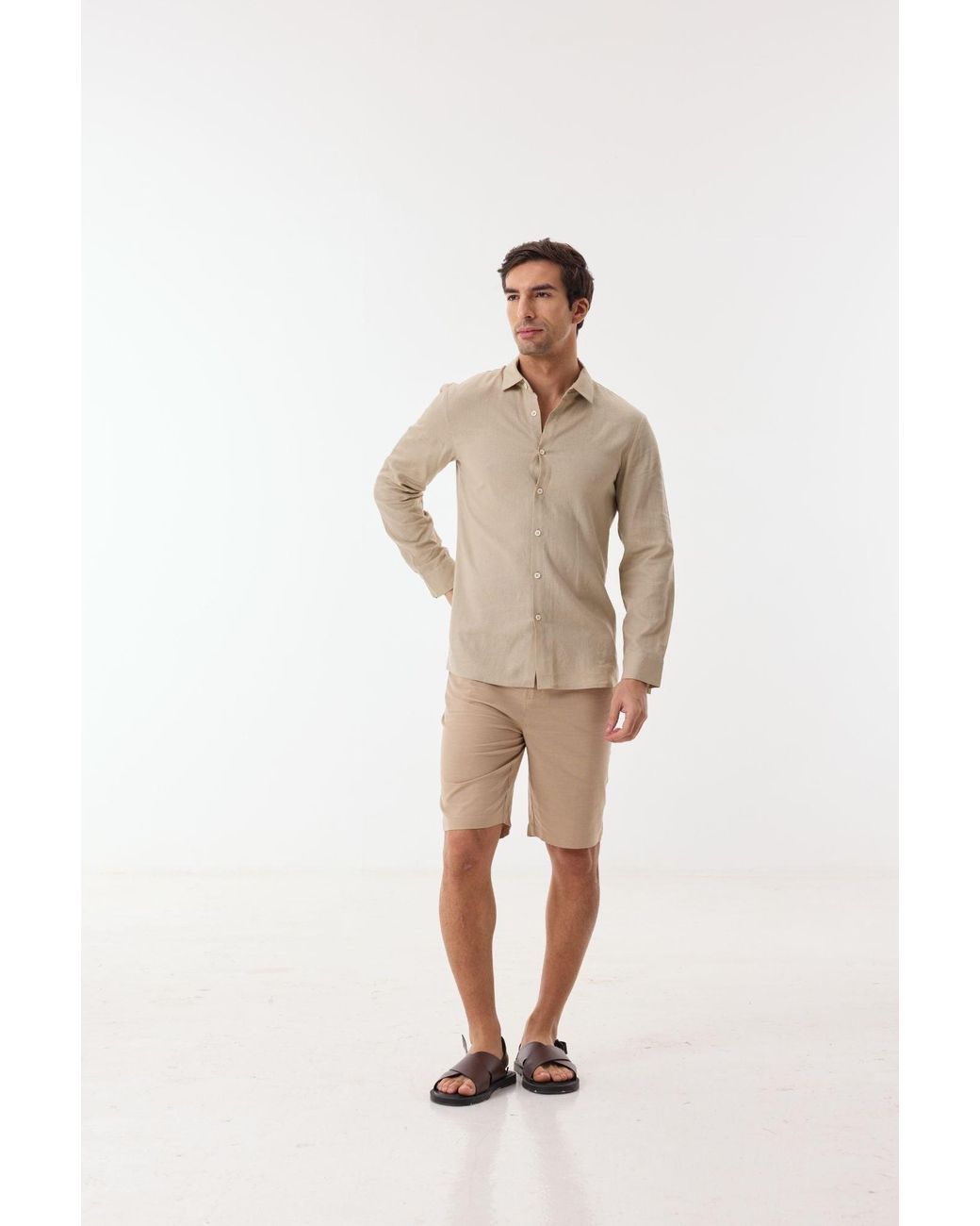 Ashita Fernandes Natural Neutrals Silven Linen Shorts