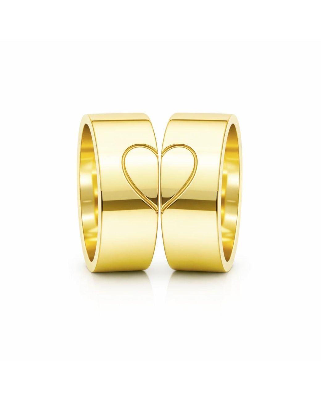 Unaloe Yellow Couple Heart Band Rings for men