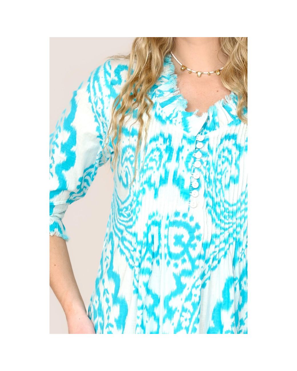 At Last Blue Cotton Annabel Maxi Dress