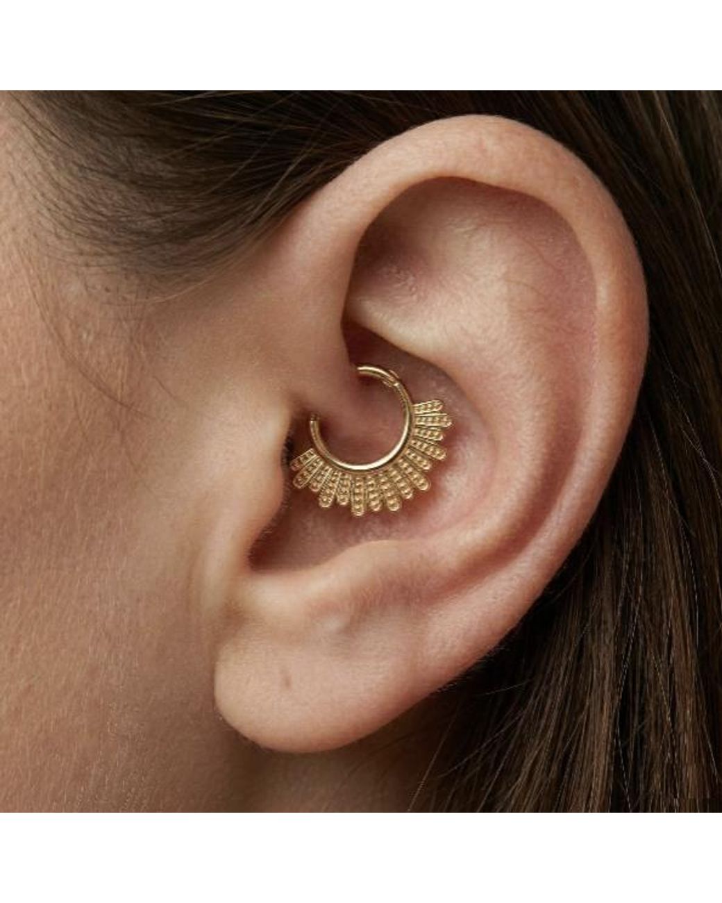 Zahav Jewelry Metallic 14K Solid 16G 8Mm Sunburst Clicker Hoop