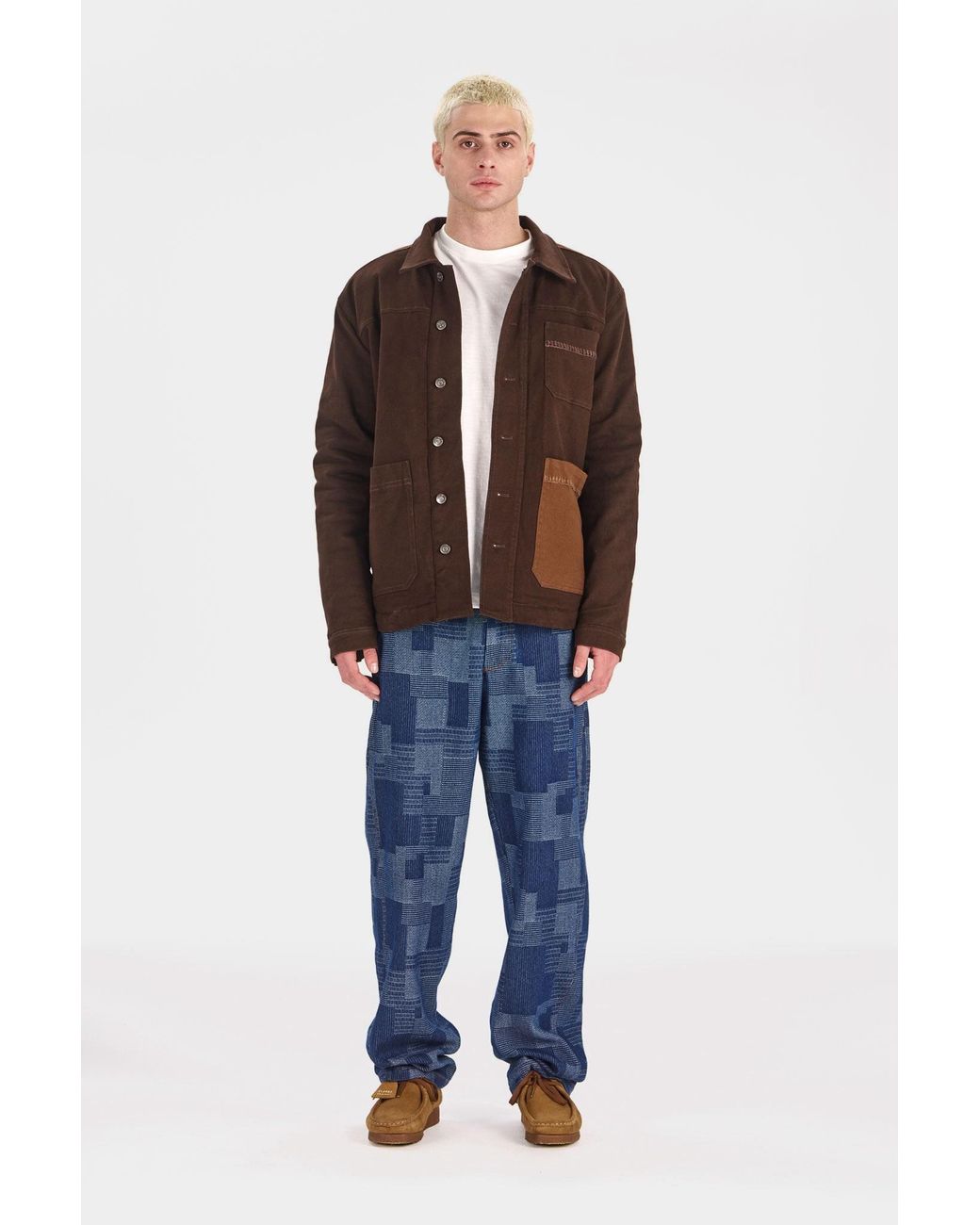 Komodo Brown Christophe Fleece Lined Organic Cotton Coat for men