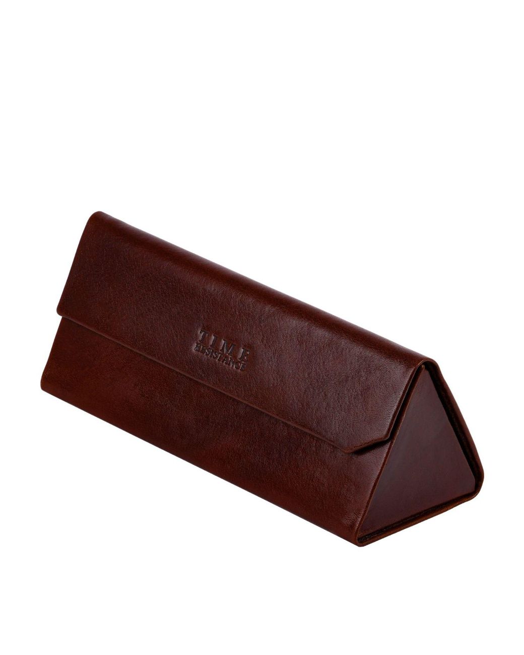 Time Resistance Brown Foldable Leather Glasses Case for men