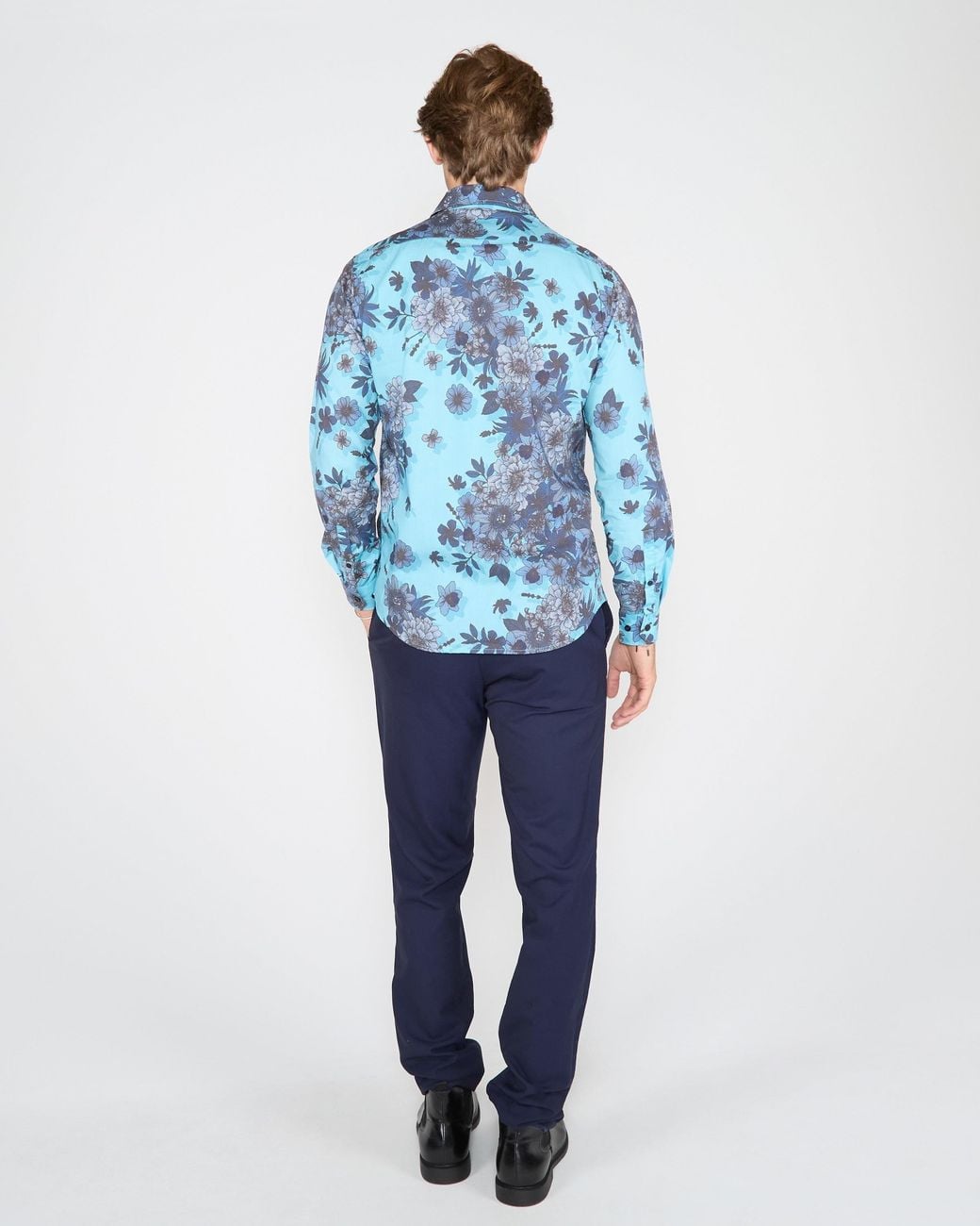 Lords of Harlech Blue Nicoli Valencia Floral Cotton Shirt for men