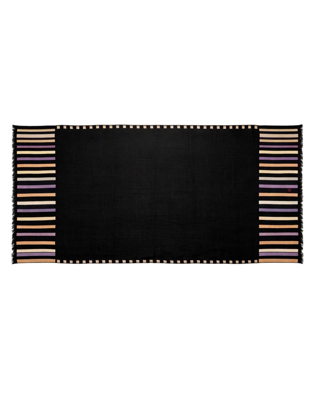 Pink Maharani Black Cashmere Dark Stole With & Embroidery And Fringes