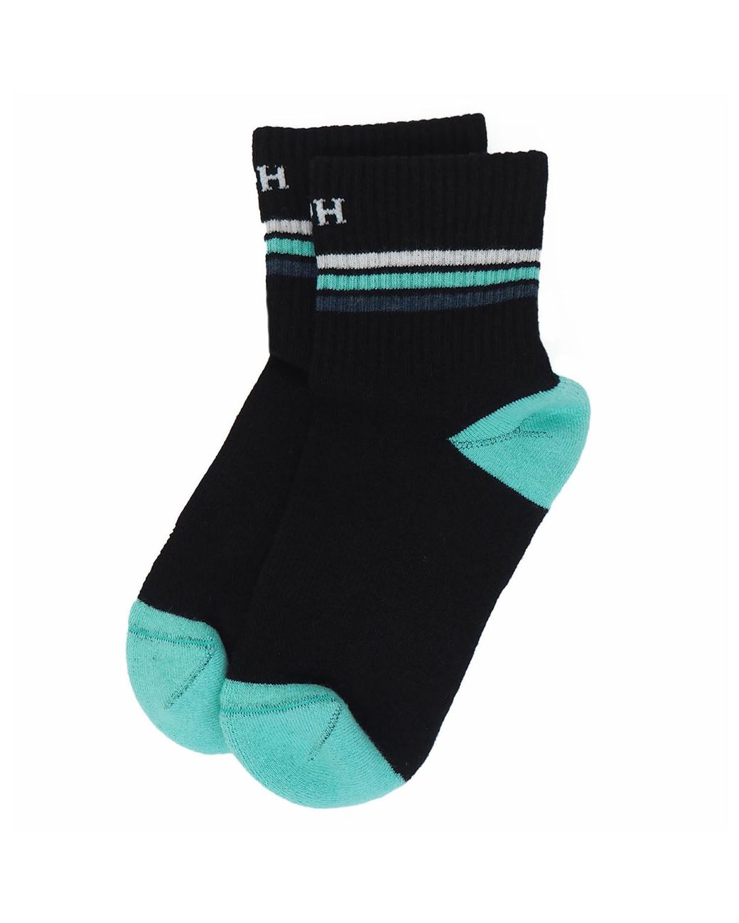 Peper Harow - Made in England Blue Quarter Crew Organic Sport Socks –