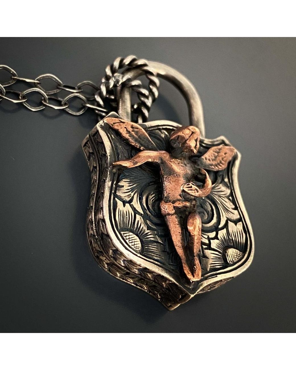 Ebru Jewelry Metallic Sterling Guardian Angel Unique Necklace