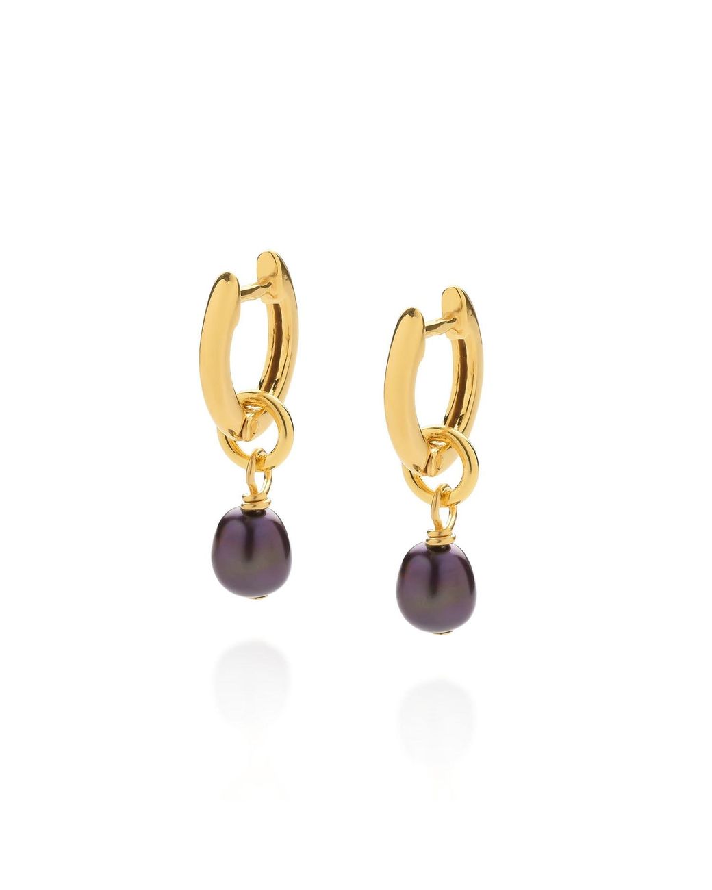 Nellou Jewellery Metallic Micro Peacock Pearl Hoop Earrings