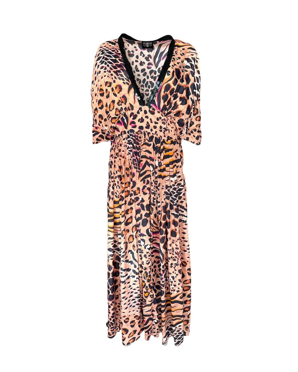 Any Old Iron White Neutrals Neutral Animal Kaftan Dress