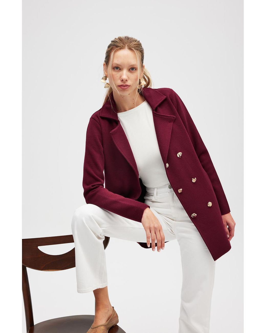 Peraluna Purple Jisha Knit Blazer Jacket
