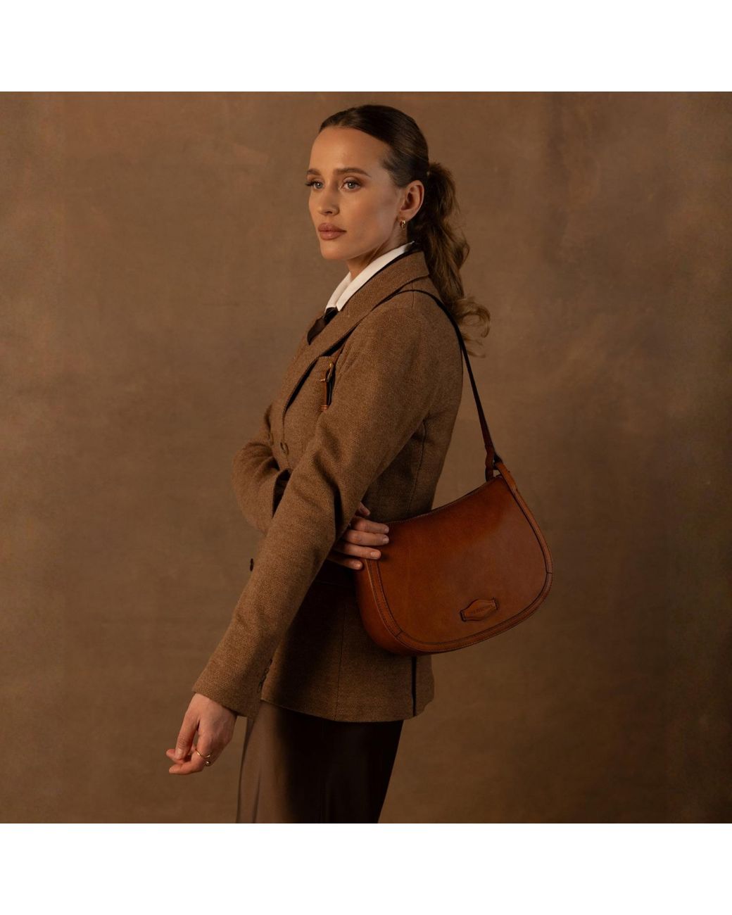 Time Resistance Brown Leather Hobo Bag For