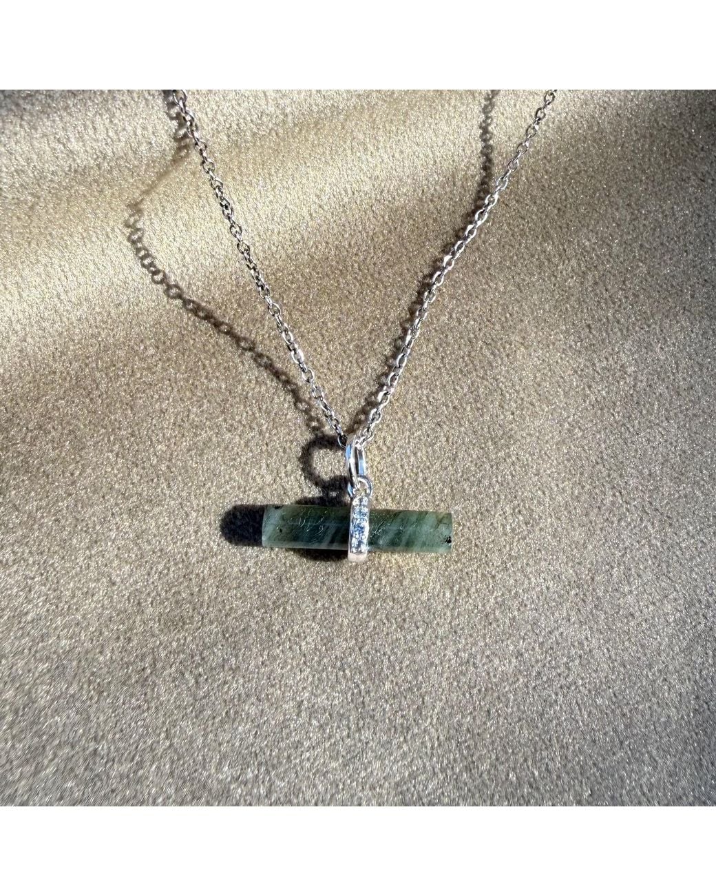 Zohreh White Labradorite T-Bar Pendant Sterling
