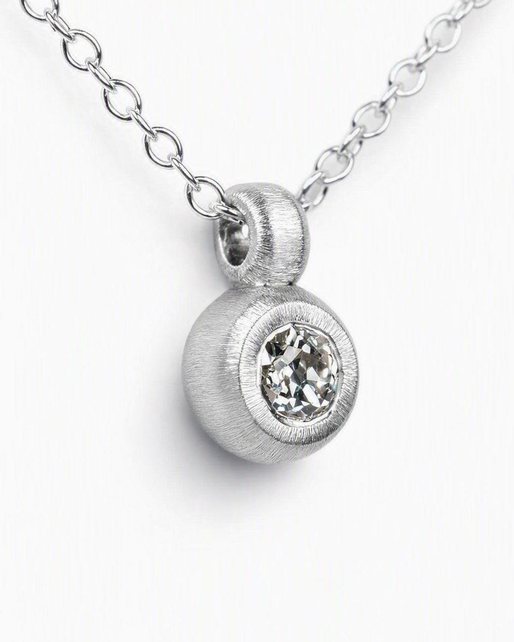 Adrian Ashley Metallic Pendant Featuring An Antique Old-Cut Diamond Reclaimed From Vintage Jewellery Made