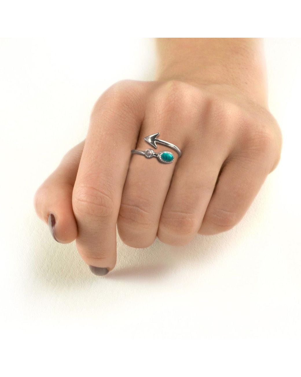 The Jewellery Store London White Adjustable Arrow Ring With And Moonstone