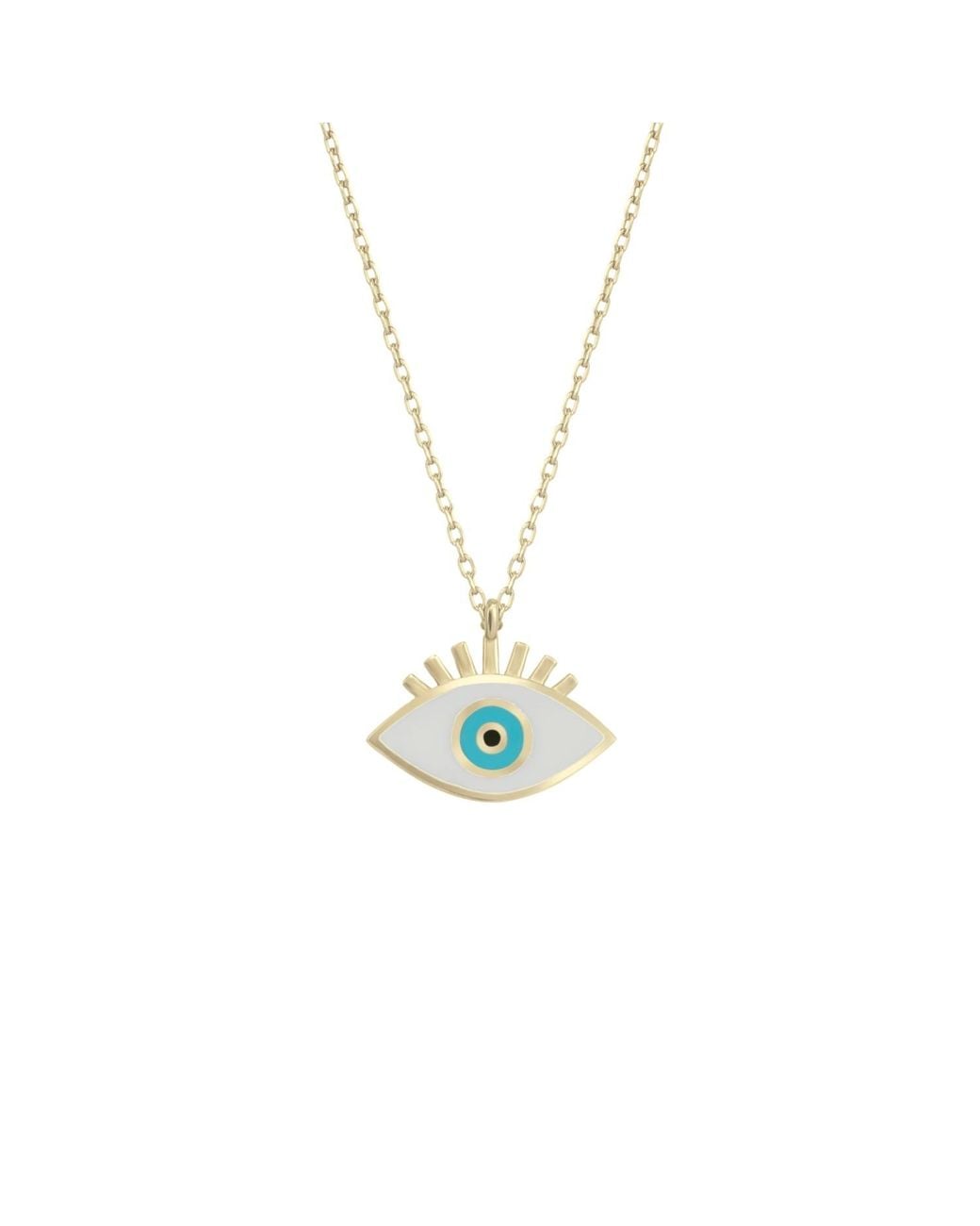 Spero London Metallic Sterling Evil Eye Eyelash Pendant Necklace