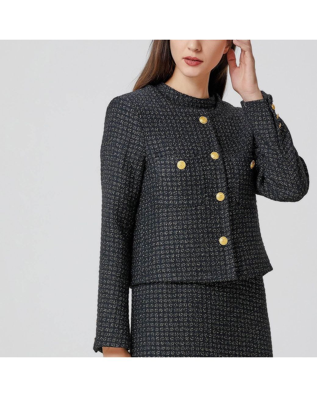 Smart and Joy Black Tweed Jacket With Buttons