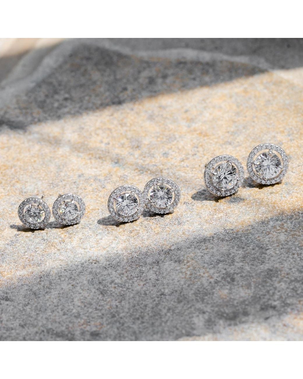 Diamonbliss Metallic Floating Stone Halo Stud Earrings, One Carat, Platinum