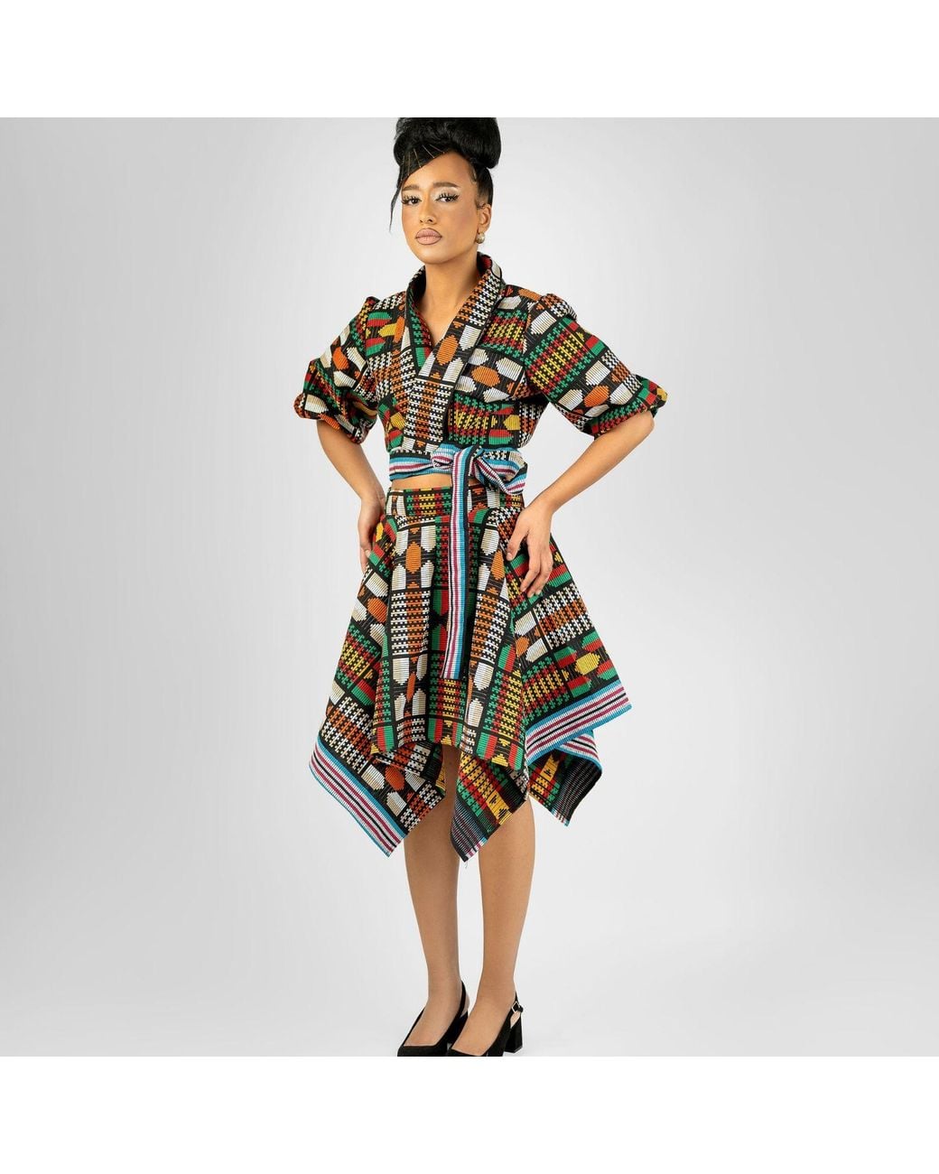 Beautiful Stitches Ltd Black The Kente Luxe Two-Piece Set