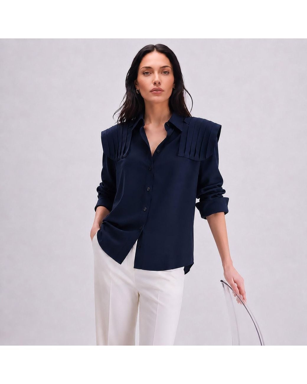 Maan Istanbul Blue Oversize Dark Silk Shirt