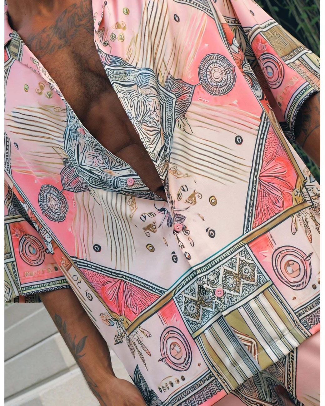Hustle Pink Scar City Satin-Shirt for men