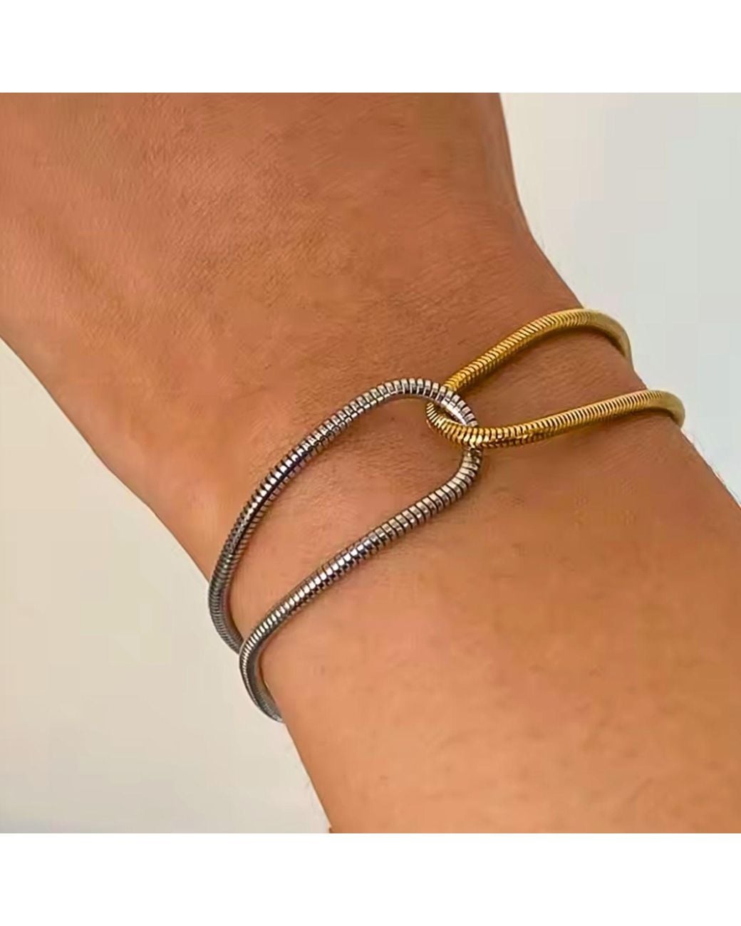Olivia Le Metallic Sahira Mixed Metal Snake Bracelet