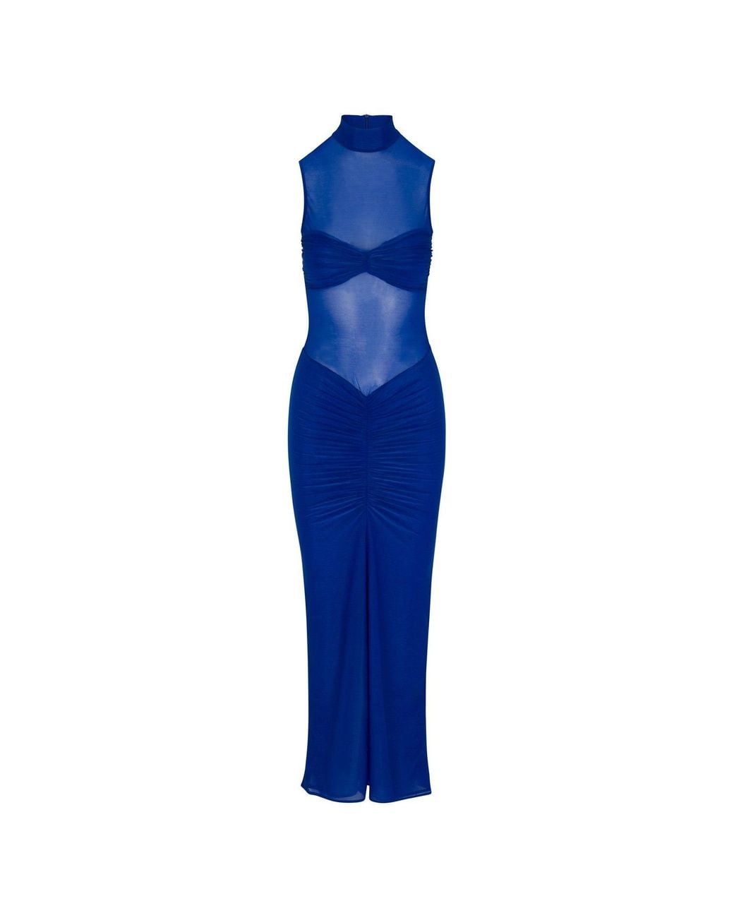 Delfi Collective Sheer Stretch Cobalt Blue Midi Dress