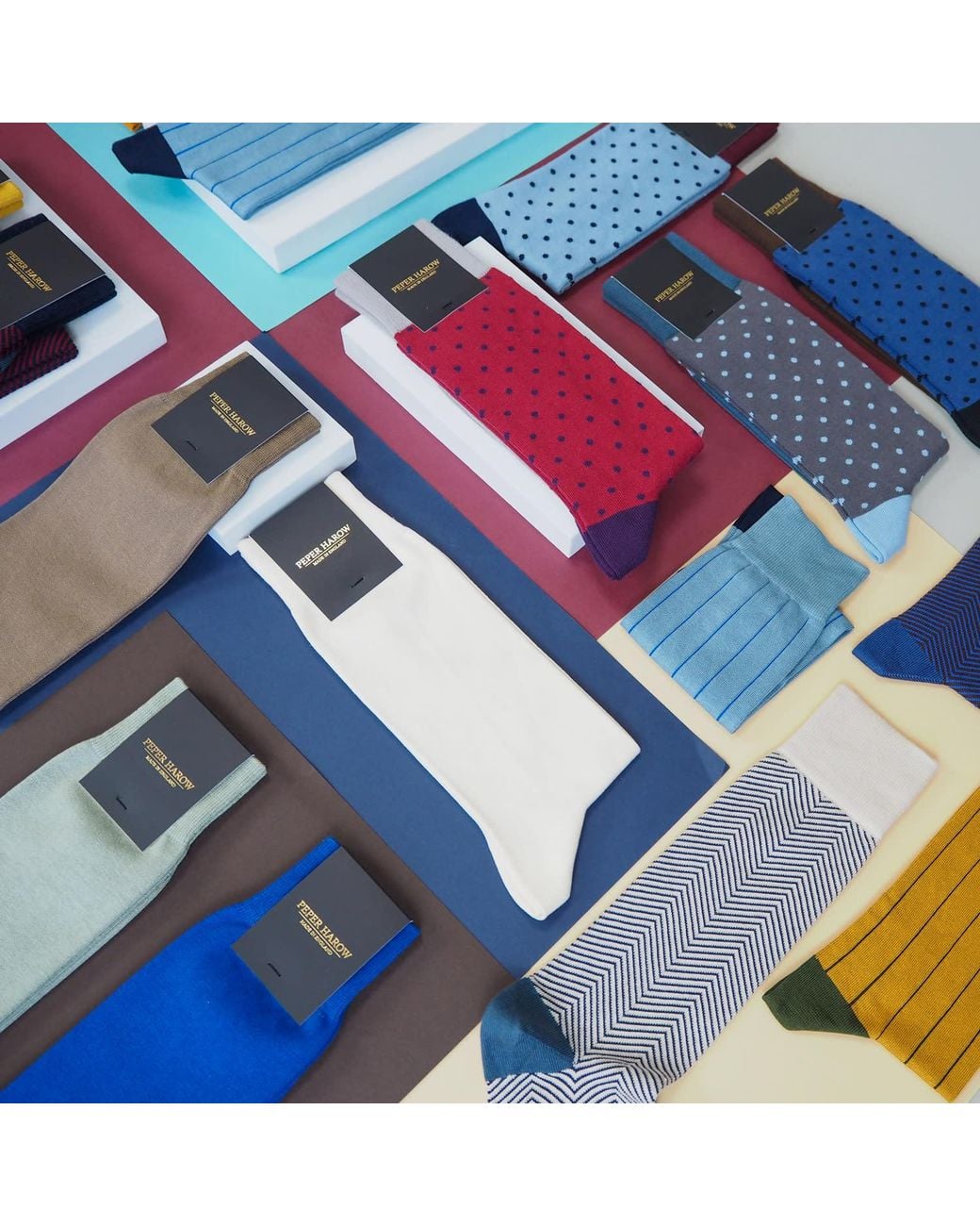 Peper Harow - Made in England Blue Pin Polka Socks Bundle – Autumn for men