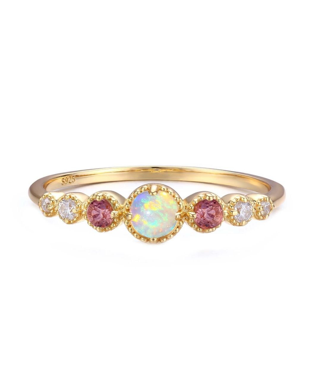 Azura Jewelry New York Metallic Divinity Opal Tourmaline Ring Vermeil