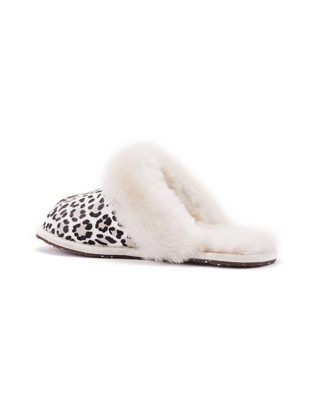 Australia Luxe White Closed Mule Slippers Snow Leopard