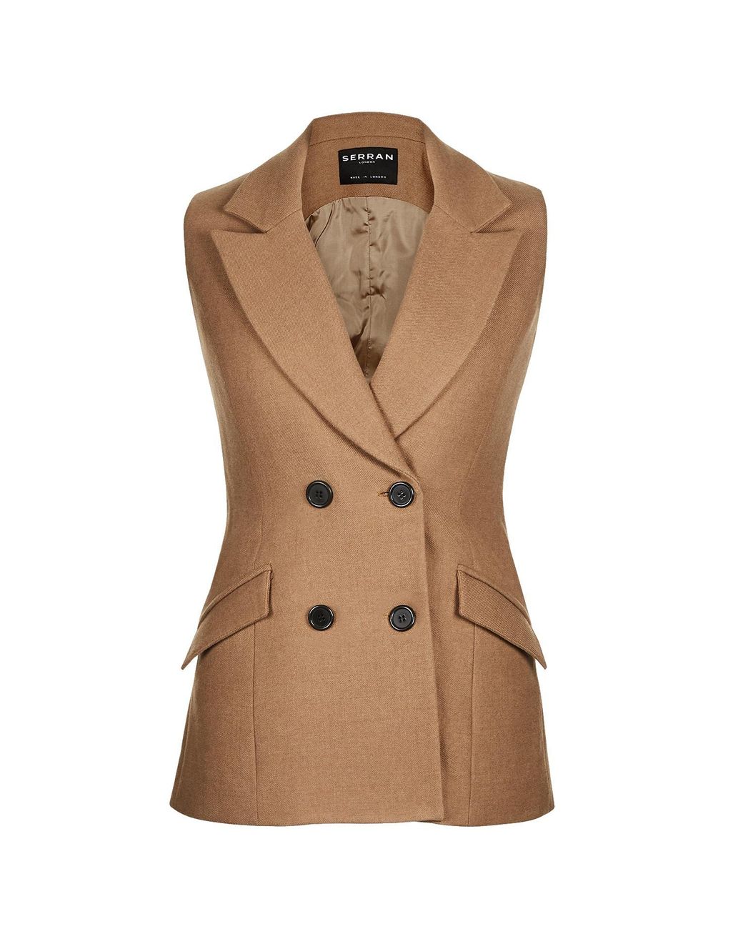 SEREN LONDON Brown Neutrals Double-Breasted Vest