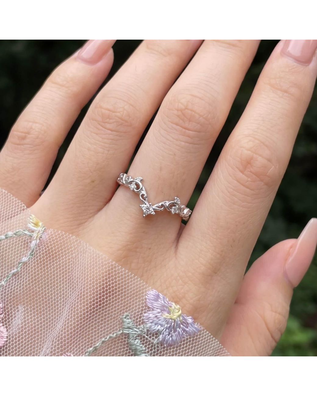 Azura Jewelry New York White Starlit Garden Band Vermeil