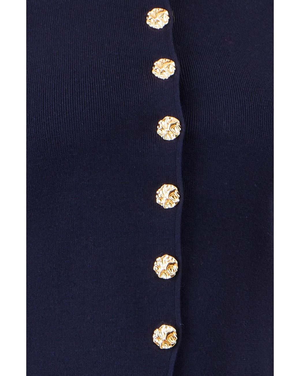 Yumi' Blue Knitted Fitted Peplum Cardigan