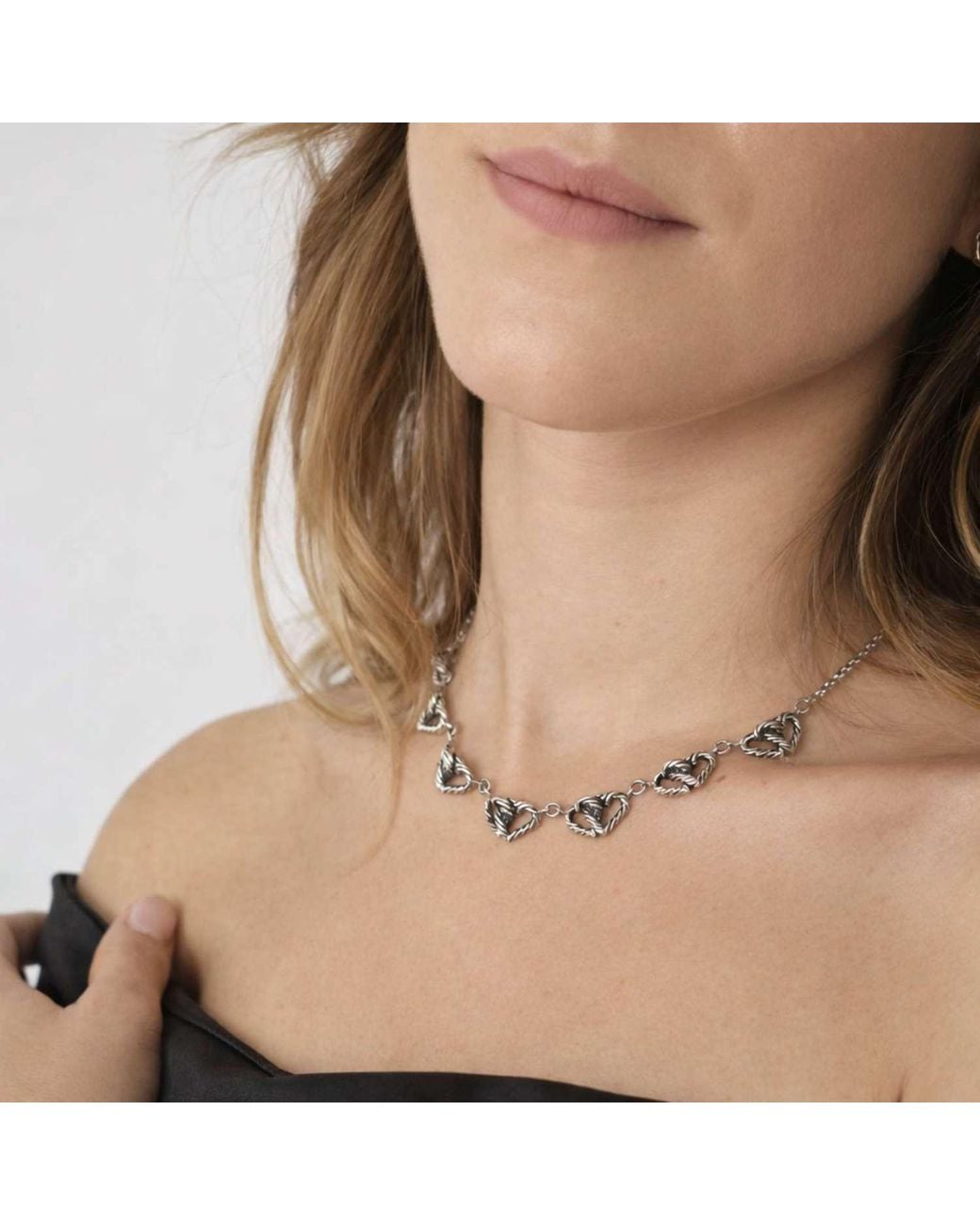 Unaloe Brown Sterling Necklace With Intertwined Hearts – Elegant Jewelry