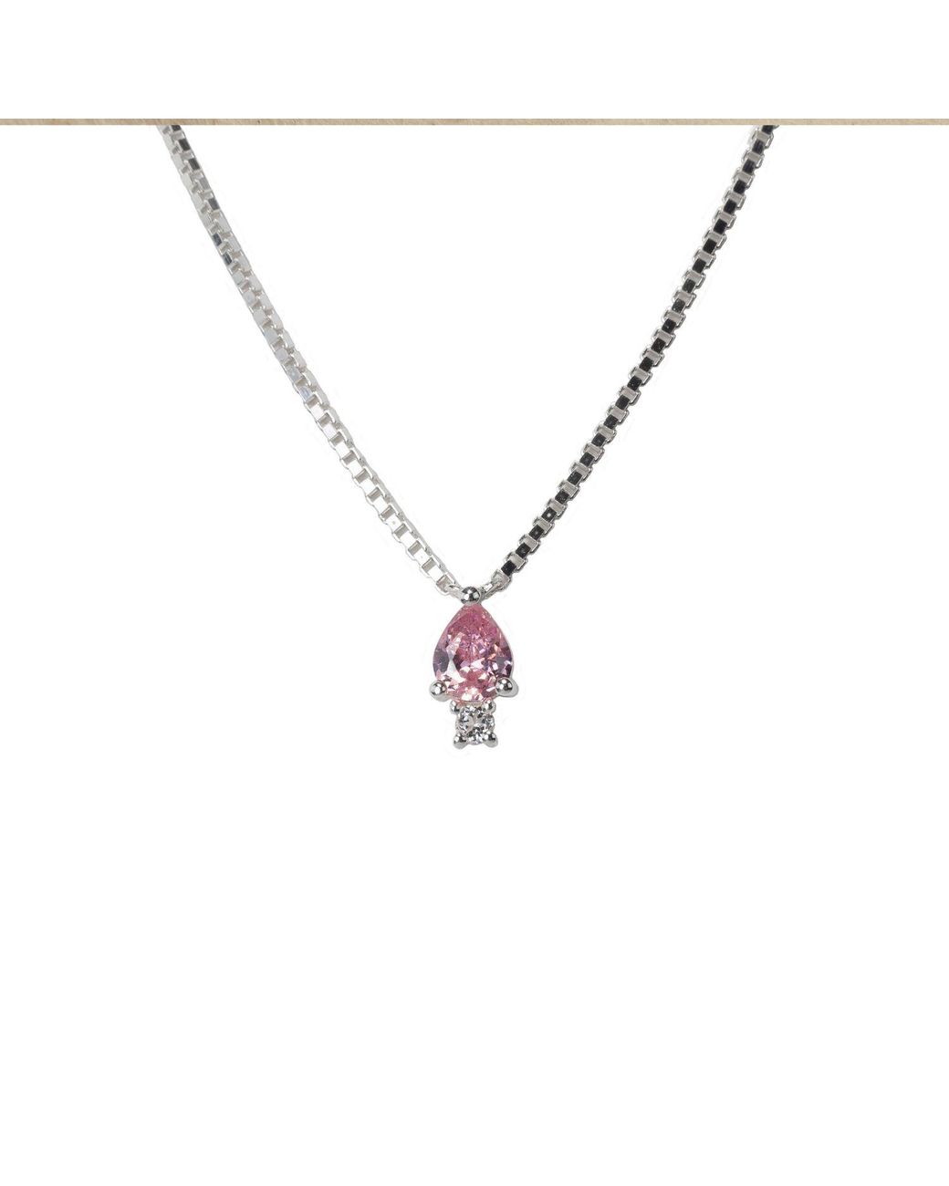 NASI SILVER Pink Pear Atarah Necklace- Crystal Spinel