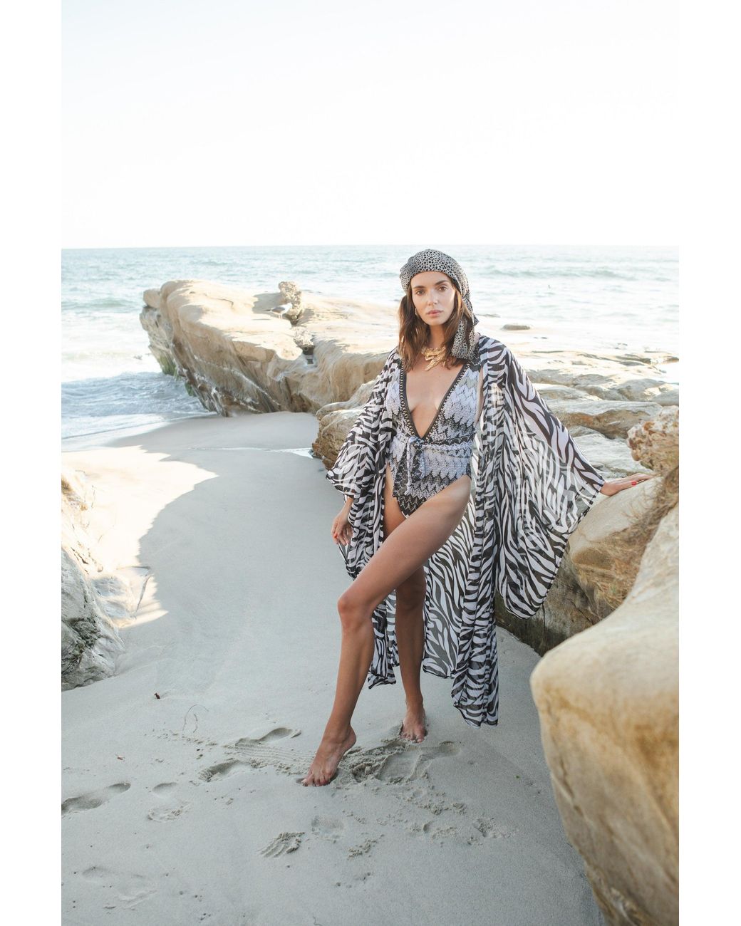 Jennafer Grace Metallic Zebra Queen Kimono
