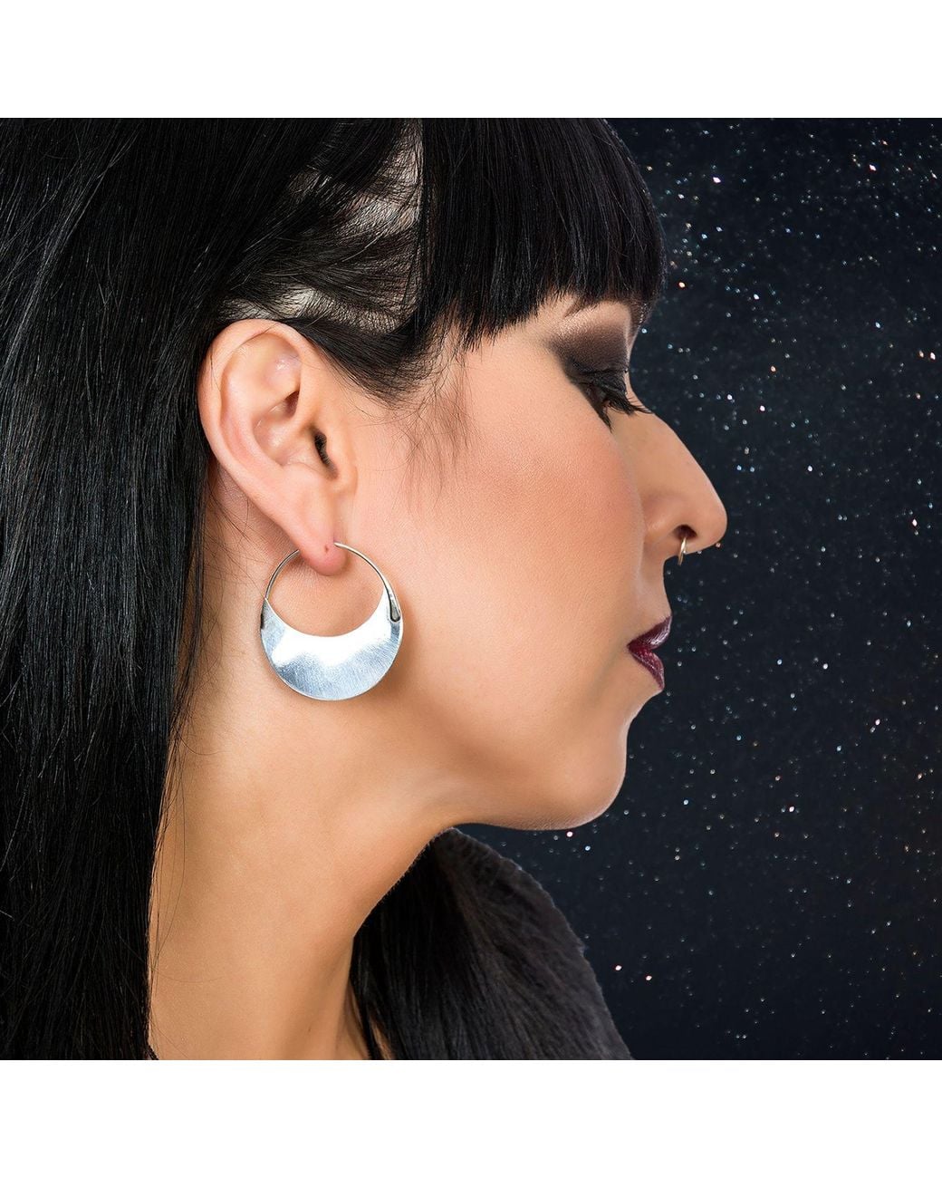 Zula Jewelry + Design Metallic Crescent Moon Hoop Earrings