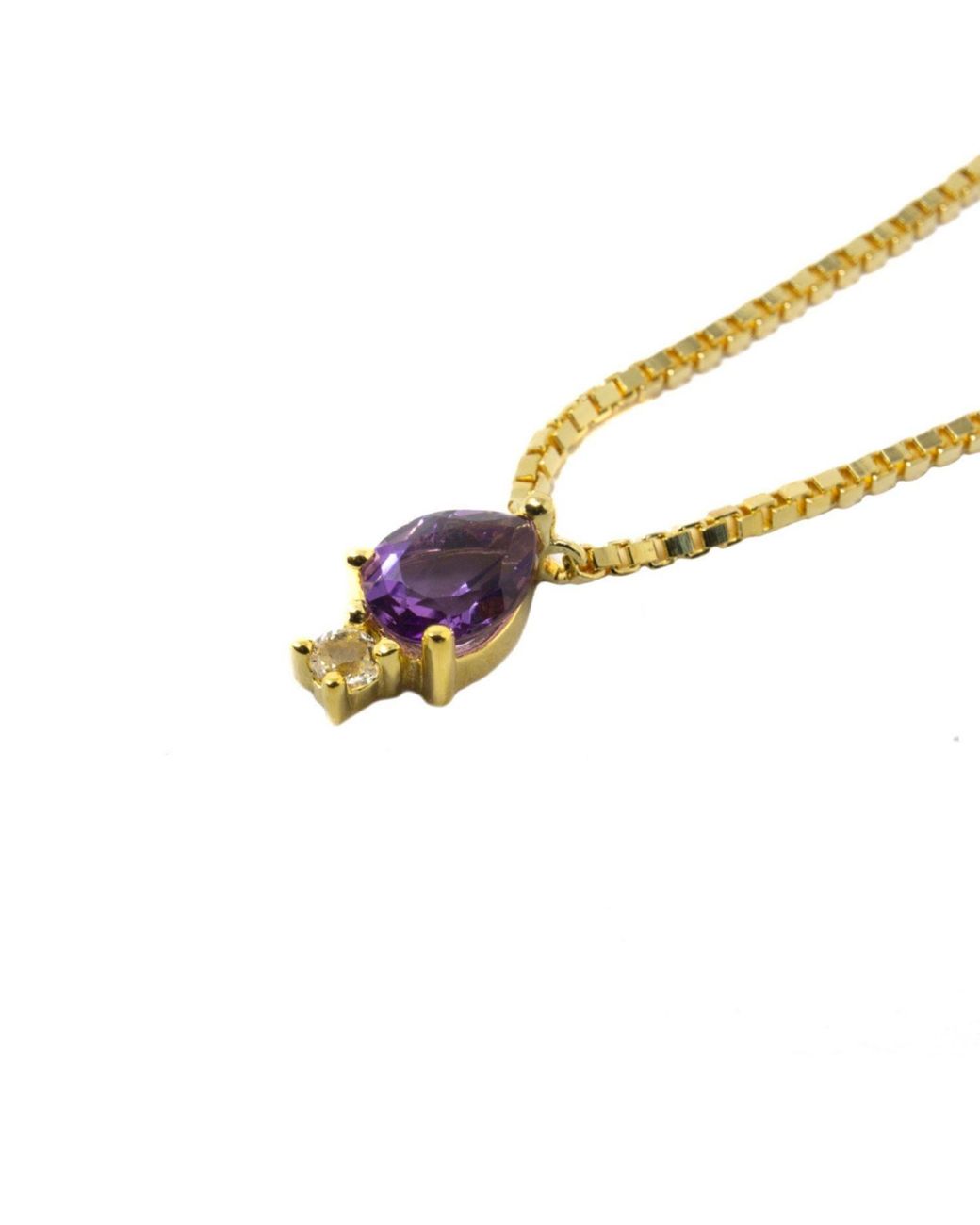 NASI SILVER Yellow Pear Atarah Necklace- Amethyst & Topaz