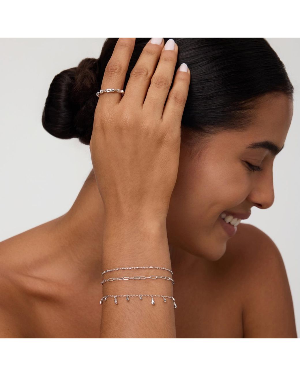 Vanhi White Rhea Molten Cascade Bracelet