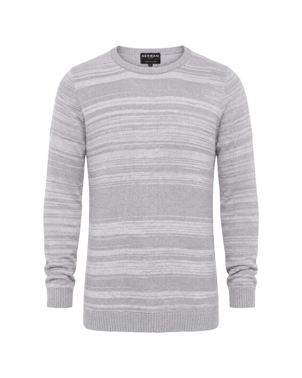 SEREN LONDON Gray Stripe Crewneck Wool Jumper for men