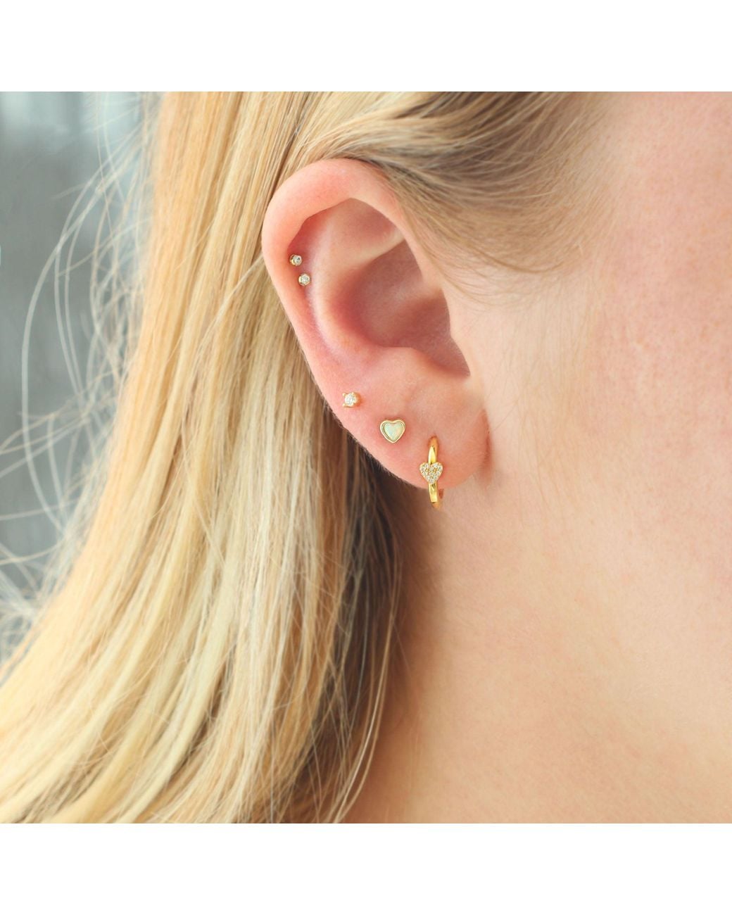 Kris Nations Metallic Heart Crystal Huggie Hoop Earrings