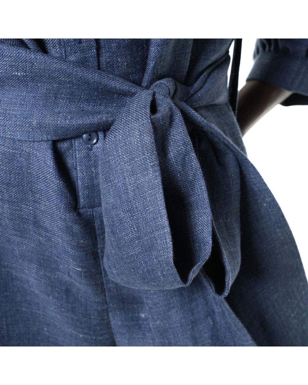 Metamorph Blue Wide-Leg Linen Jumpsuit