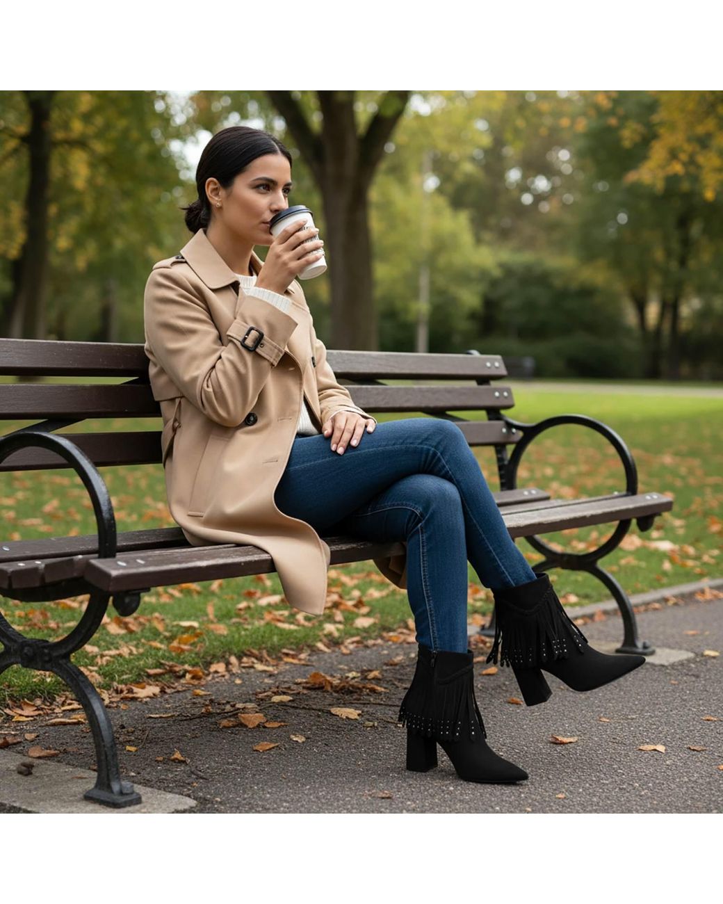 Beautiisoles by Robyn Shreiber Made in Italy Black Tal Suede Ankle Bootie Comfortable & Dressy With Studs For Work Or Evening