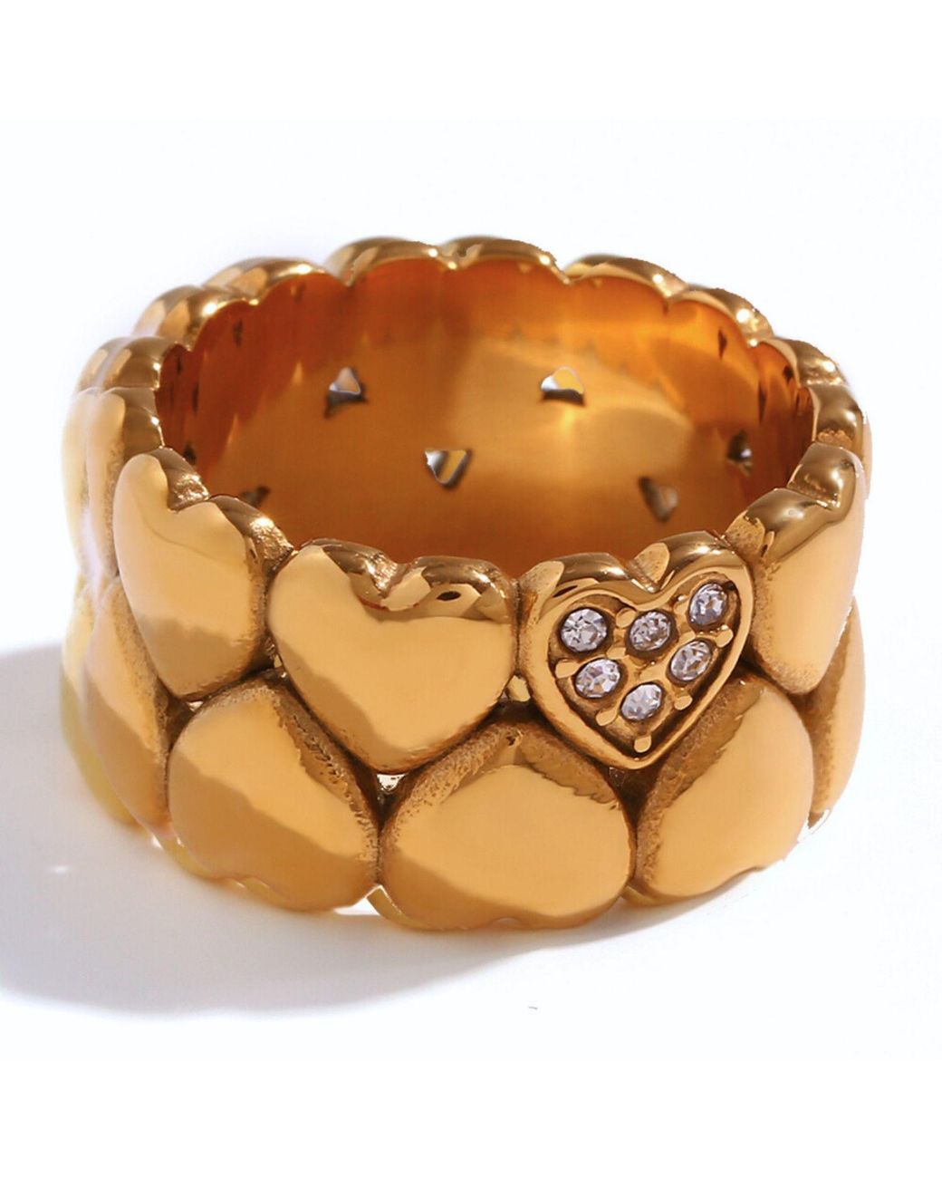 Olivia Le Brown Double Heart Ring