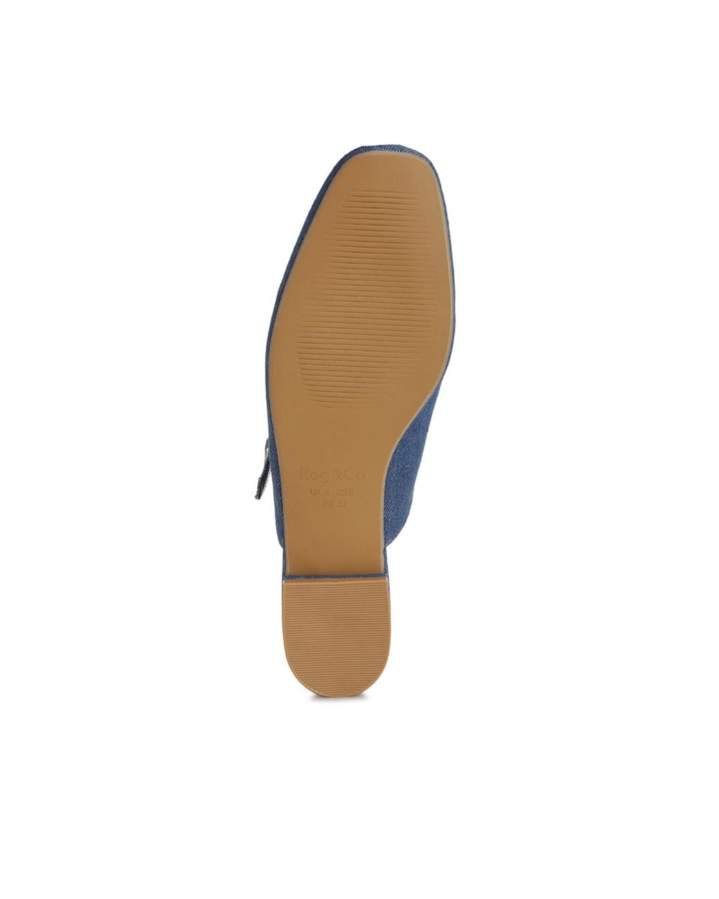 Rag & Co Blue Dublish Square Toe Buckled Flats