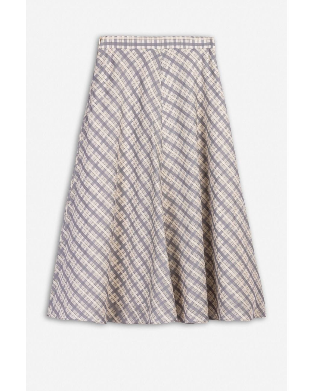 Nocturne Gray Checked Flared Midi Skirt