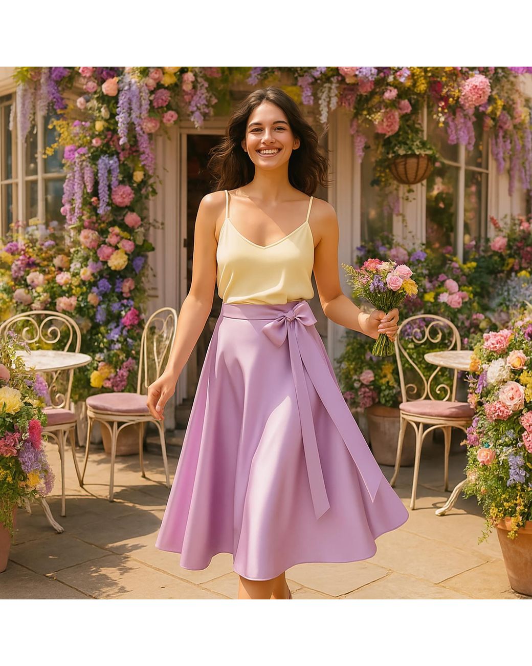 Richa Sharma Purple Lilac Silk Midi Skirt