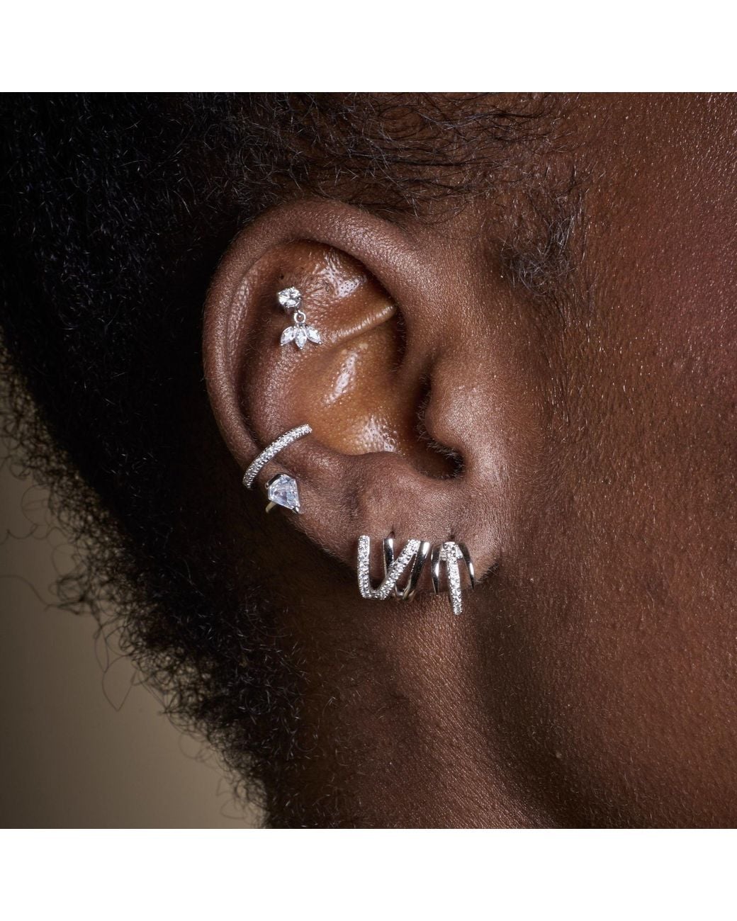 Scream Pretty Metallic Crossed Illusion Hoop Stud Earrings